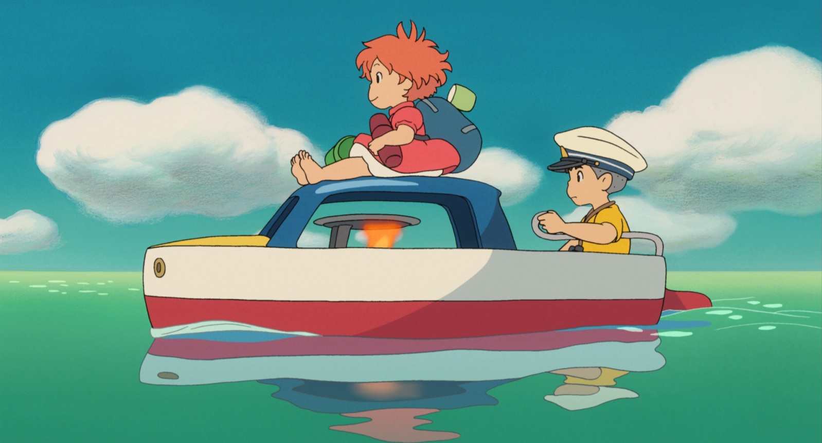 Ponyo et SOsuke sur leur bâteau